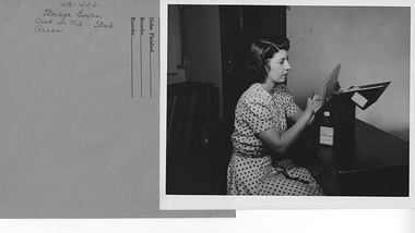 Archival photograph of records storage