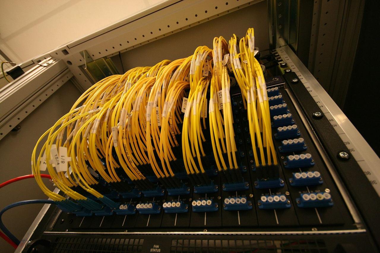 Optical fibre patch panel at an internet exchange