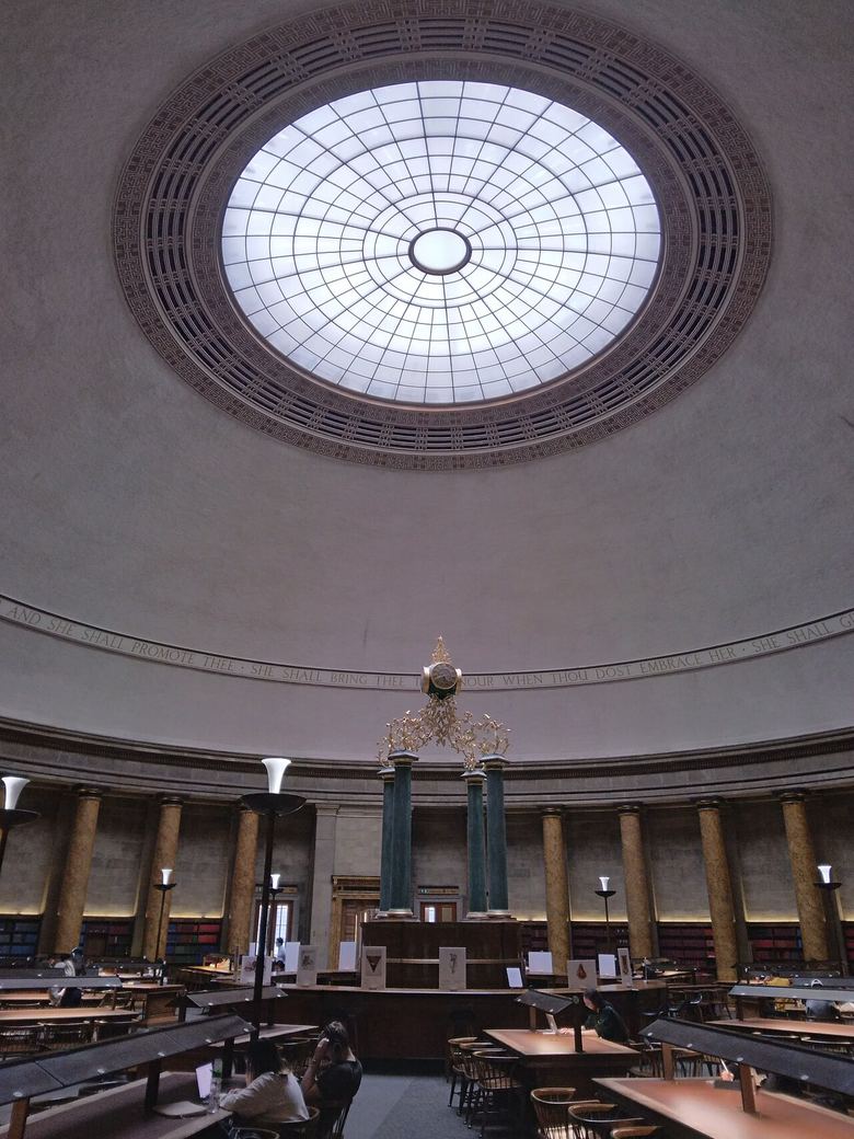 Public library reading room under a glass dome